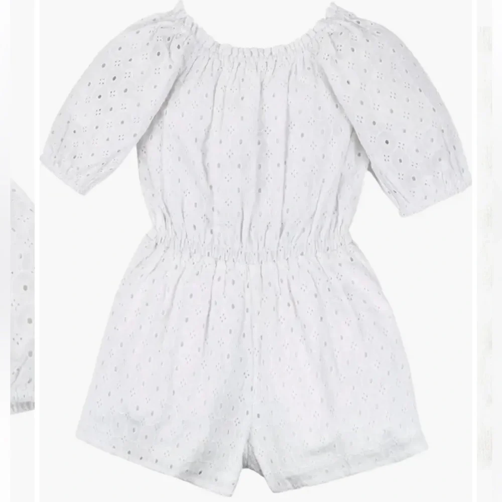 Hope and Henry eyelet puff sleeve romper size 8 NWT